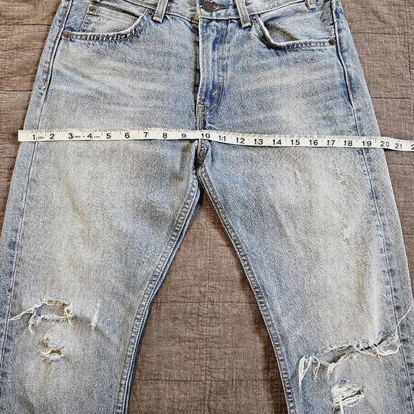 Levis | 505C Orange Tab Cropped Distressed Straight Leg Jeans Heat Stroke Sz 4 - Picture 9 of 15